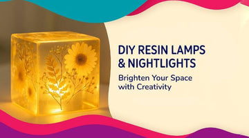 Glowing DIY resin lamp cube with embedded dried flowers and leaves, creative nightlight decor