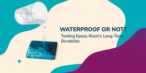 Pouring water on blue epoxy resin coaster testing its long-term waterproof durability