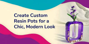 Custom chic modern resin pot vase with purple flowers on light fabric background