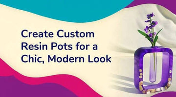 Custom chic modern resin pot vase with purple flowers on light fabric background