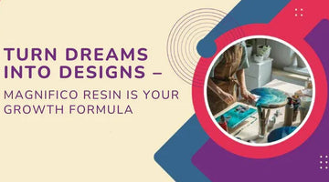 Creative resin art workspace with artist crafting ocean-themed resin tabletop designs